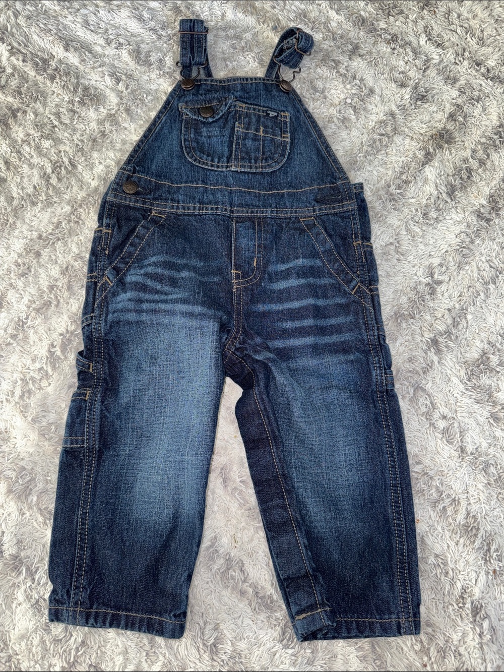 18m Osh Kosh Kids Dark Blue Denim cargo Overalls Like New